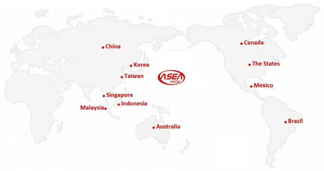 ASEA METAL Global Office Locations Map