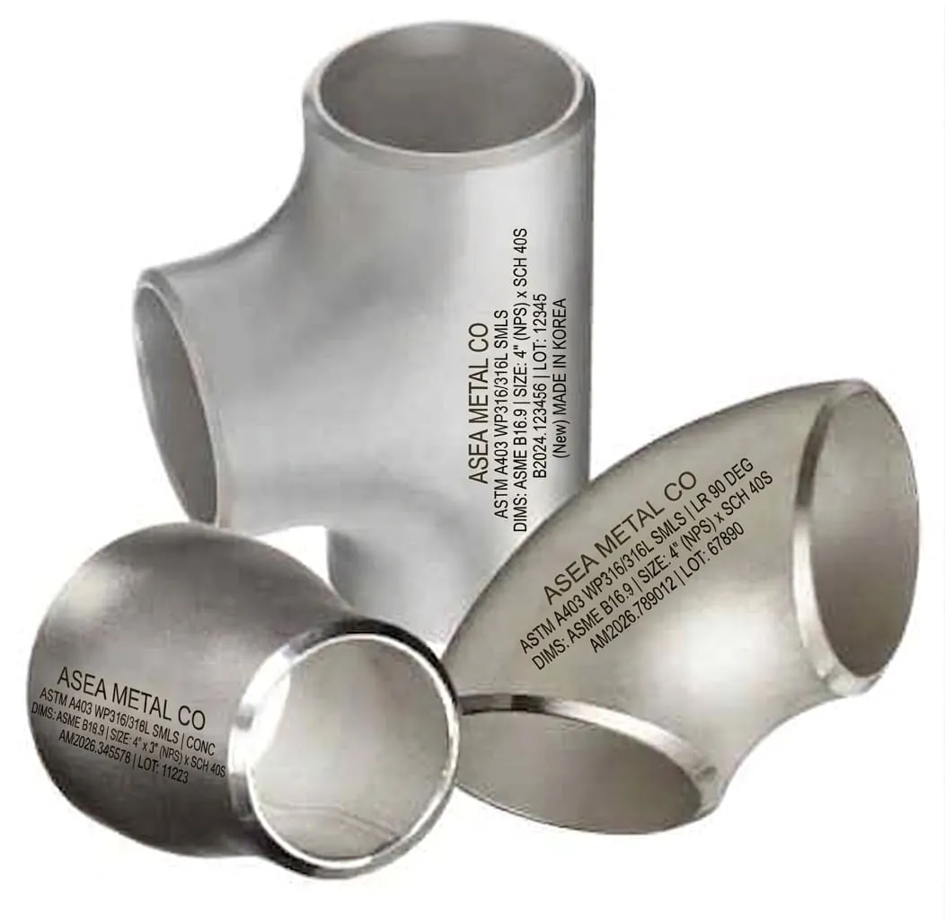 ASEA METAL butt weld fittings with laser marking